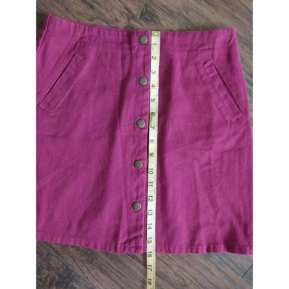 Harper Heritage MAROON Full Snap Pocket Mini Skirt Sz S - Picture 5 of 8